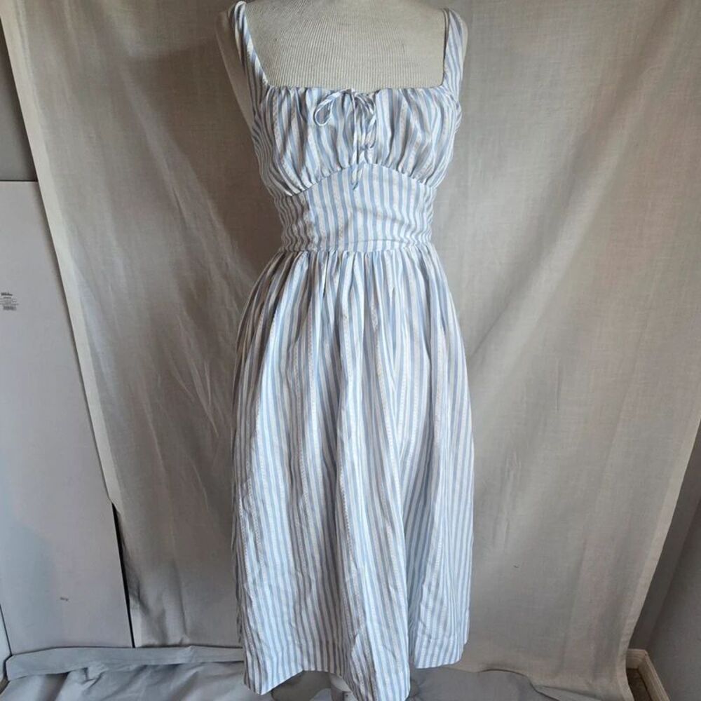 All In Favor Women's XS Striped Sun Dress Cottagecore Smocked